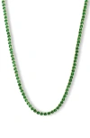 Melinda Maria Not Your Basic Tennis Necklace In Emerald/gold