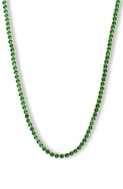 Melinda Maria Not Your Basic Tennis Necklace In Emerald/gold