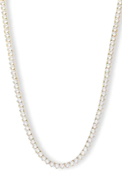 Melinda Maria Not Your Basic Tennis Necklace In White Cubic Zirconia/ Gold