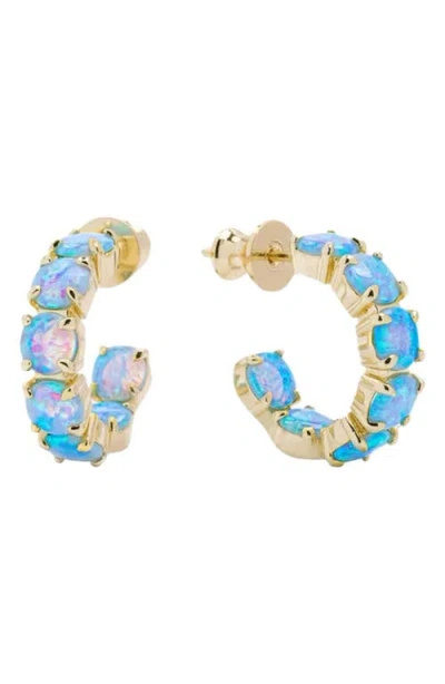 Melinda Maria Oh She Fancy Opal Inside Out Huggie Hoop Earrings In Blue Opal/gold