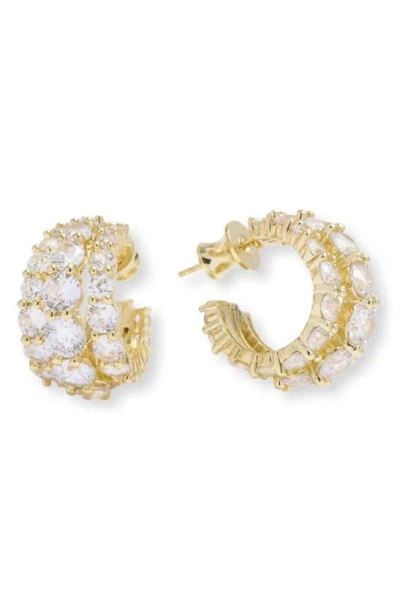 Melinda Maria Oh She Fancy Pavé Hoop Earrings In White Cubic Zirconia/ Gold