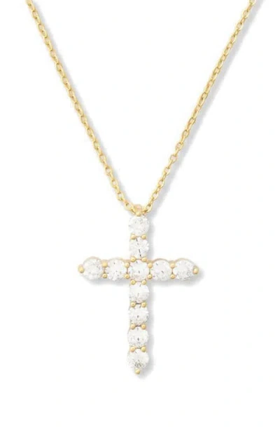 Melinda Maria Oh She Fancy Small Cubic Zirconia Cross Pendant Necklace In Goldhite