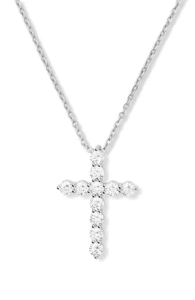 Melinda Maria Oh She Fancy Small Cubic Zirconia Cross Pendant Necklace In Silverhite