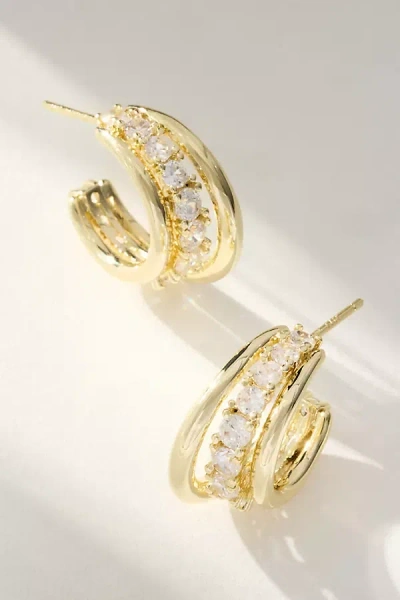 Melinda Maria Oh She Fancy Smooth Crystal Hoops In Gold