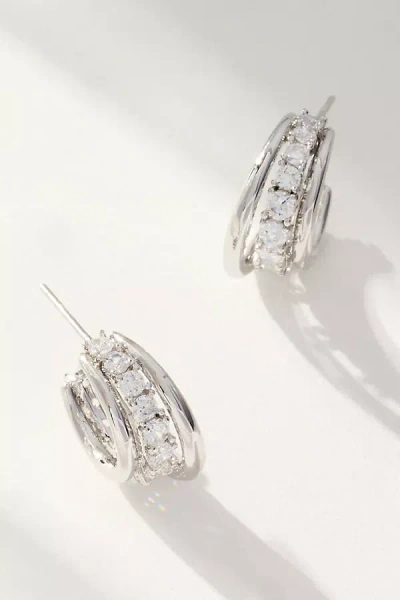 Melinda Maria Oh She Fancy Smooth Crystal Hoops In Metallic