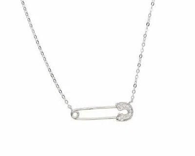 Melinda Maria Safety Pin Necklace In Silver In Grey