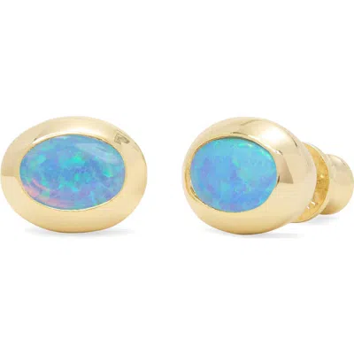 Melinda Maria She's A Boss 8mm Simulated Opal Stud Earrings In Black
