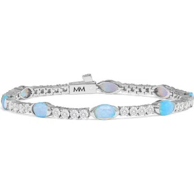 Melinda Maria The Maven Tennis Bracelet In Silver-blue Opal