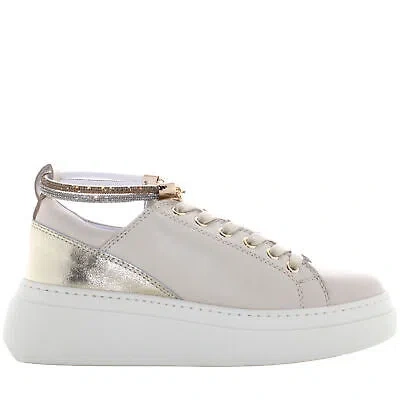 Pre-owned Méliné Meline' P24us Women's Sneakers With Platform Lo 655/cav 2 Cream In White