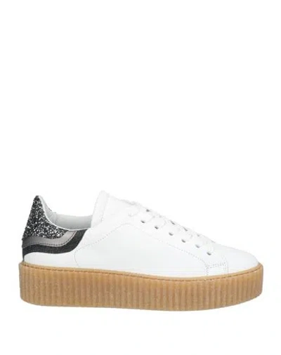 Méliné Woman Sneakers White Size 7 Leather, Textile Fibers