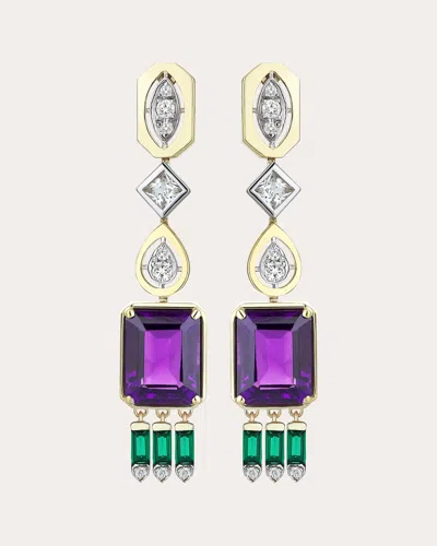 Melis Goral Women's Amethyst & Tsavorite Dazzling Drop Earrings In Multi