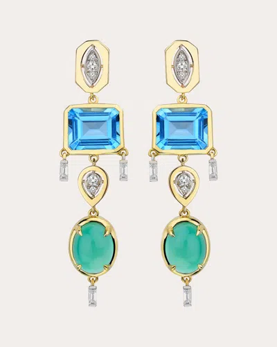 Melis Goral Women's Jade & Blue Topaz Dazzling Drop Earrings In Multi
