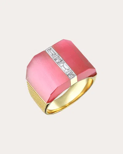 Melis Goral Women's Linear Ring In Yellow Gold/red