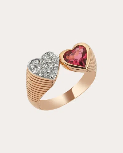 Melis Goral Women's Mirror Hearth 14k Gold-plated, Ruby & 0.11 Tcw Diamonds Bypass Ring In Pink