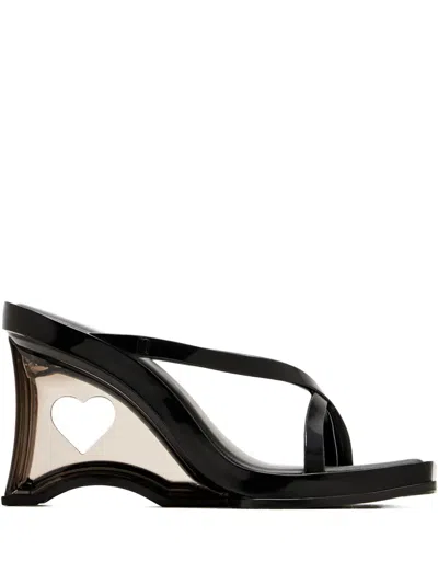 Melissa 90mm Glass Heel Heart-detail Sandals In Black