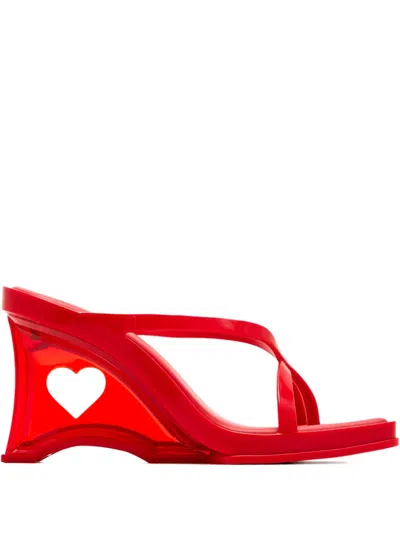 Melissa 90mm Glass Heel Heart-detail Sandals In Red