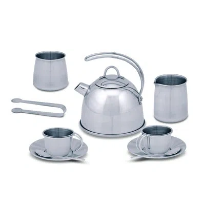 Melissa & Doug 11 Piece Stainless Steel Tea Set In Sliver