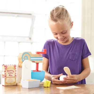 Melissa & Doug 11 Piece Wooden Make-a-cake Mixer Appliance Set In Multi