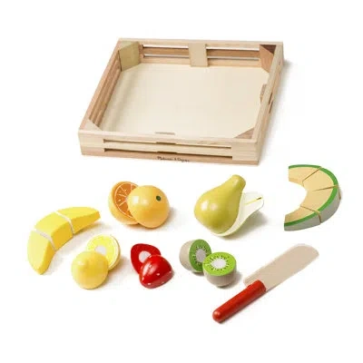 Melissa & Doug 18 Piece Play Food Cutting Fruit Crate Set In Red;beige;yellow