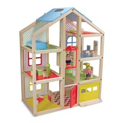 Melissa & Doug 19 Piece Hi-rise Dollhouse Set In Multi