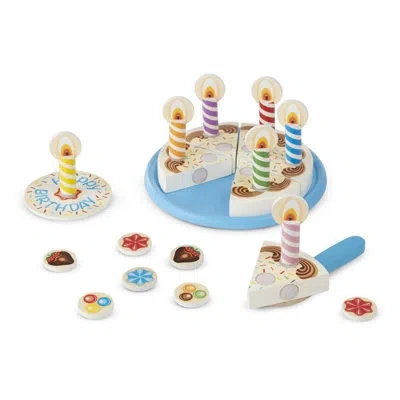 Melissa & Doug 6 Piece Birthday Party Play Food Set In Blue;beige