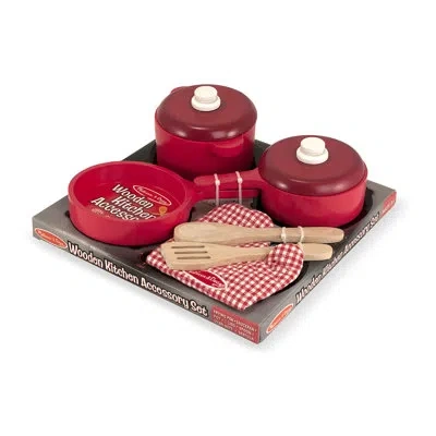 Melissa & Doug 8 Piece Play Food Kitchen Pots And Pans Set In Green;red
