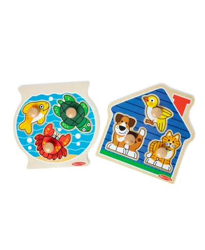 Melissa & Doug Kids' Animals Jumbo Knob Wooden Puzzle Set In Multicolor