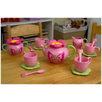Melissa & Doug Bella 15 Piece Butterfly Tea Set In Green;pink
