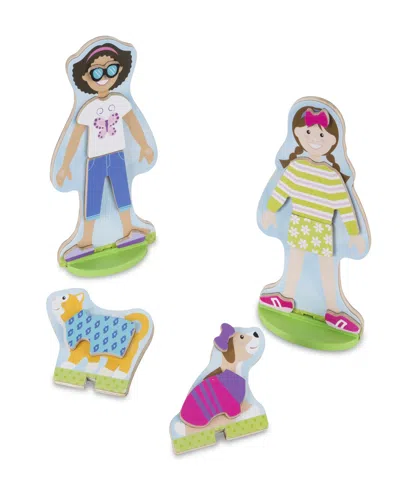 Melissa & Doug Kids'  Best Friends Magnetic Dress-up Wooden Dolls Pretend Play Set (78 Pcs) In Multi
