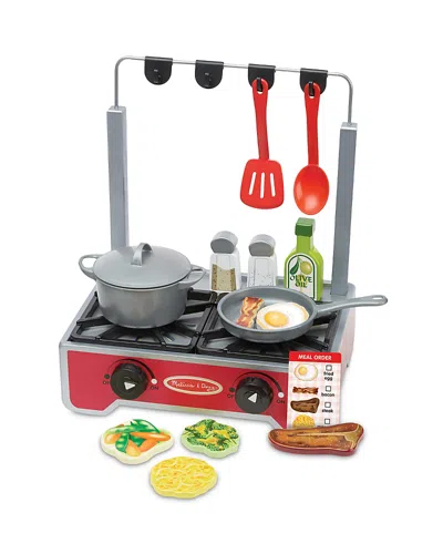 Melissa & Doug Deluxe Wooden Cooktop Set - Ages 3+ In Red