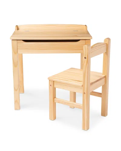 Melissa & Doug (dupe) Wood Desk & Chair Set - Ages 3+ In Neutral