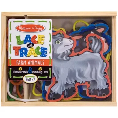 Melissa & Doug Farm Animals Lace And Trace Panels Drawing Kit In Multi