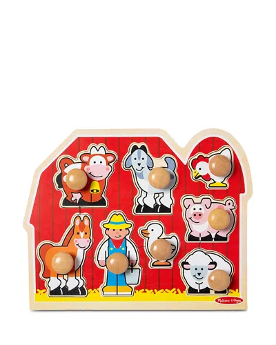 Melissa & Doug Large Farm Jumbo Knob Puzzle - 8 Piece - Ages 1+ In Red