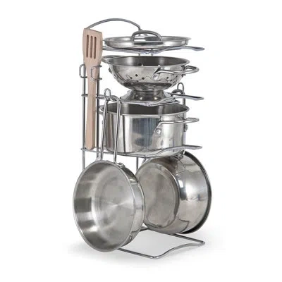 Melissa & Doug Let's Play House! 8 Piece Pots And Pans Set In Silver