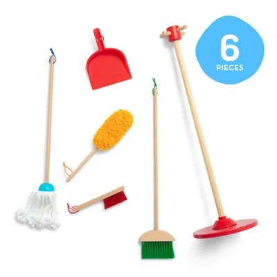 Melissa & Doug Let's Play House! Dust, Sweep And Mop Housekeeping Set In Blue;white;green;red;tan