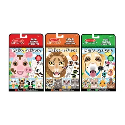 Melissa & Doug Make-a-face Reusable Sticker Pad Bundle (3-pack): Safari In Multi
