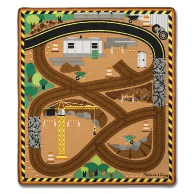 Melissa & Doug Round The Site Construction Truck Woven Playmat In Multi