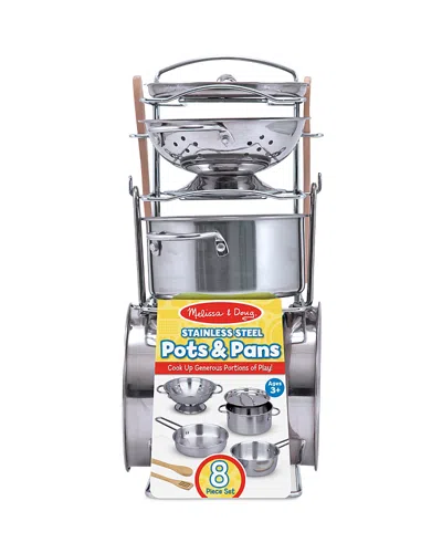 Melissa & Doug Stainless Steel Pots & Pans Play Set - Ages 3+ In Metallic