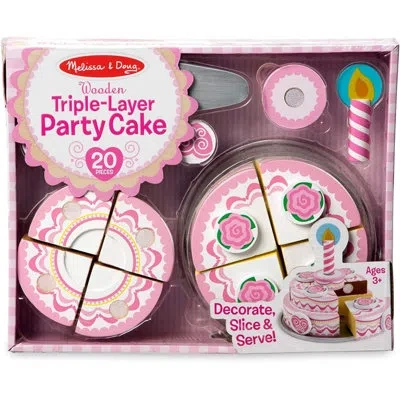 Melissa & Doug Triple-layer Party Cake Play Food Set In Pink