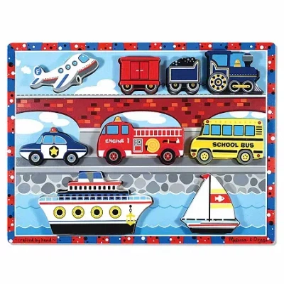Melissa & Doug Vehicles Chunky Puzzle 10-pc. Non-toxic Board Game In Multi