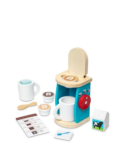 Melissa & Doug Wooden Brew & Serve Coffee Set - Ages 3+ In Blue
