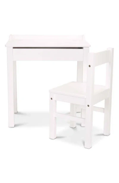 Melissa & Doug Wooden Lift Top Desk & Chair Set In White