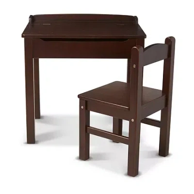 Melissa & Doug Wooden Lift-top Kids Desk & Chair(espresso) In Multi