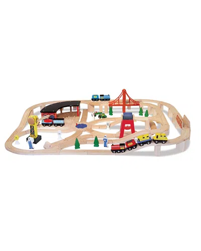 Melissa & Doug Wooden Railway Set - Ages 3+ In White