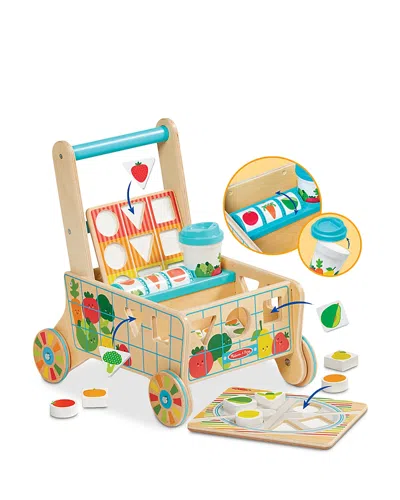 Melissa & Doug Wooden Shape Sorting Grocery Cart - Ages 2+ In Neutral