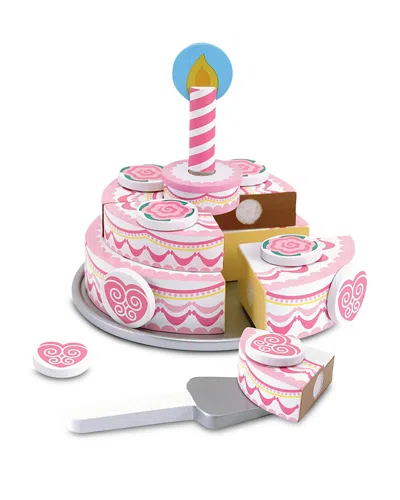 Melissa & Doug Wooden Triple-layer Party Cake - Ages 3+ In Pink
