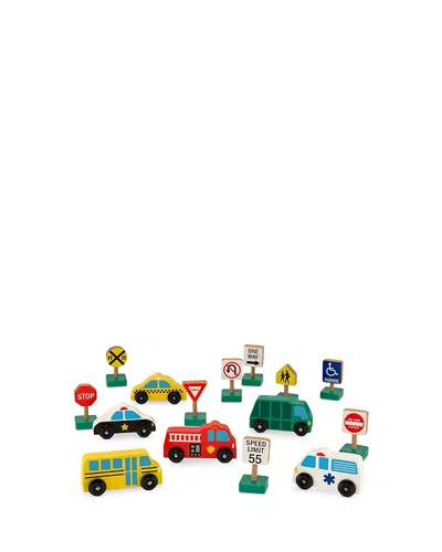 Melissa & Doug Wooden Vehicles And Traffic Signs - Ages 3+ In Multi