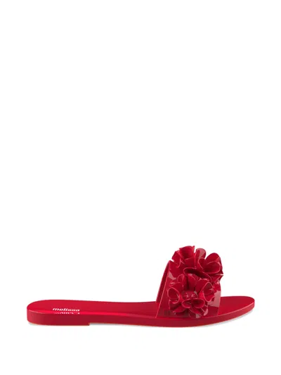Melissa Babe Springtime Floral-detail Slides In Red