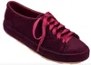 MELISSA BE FLOCKED LACE-UP SNEAKER IN BURGUNDY