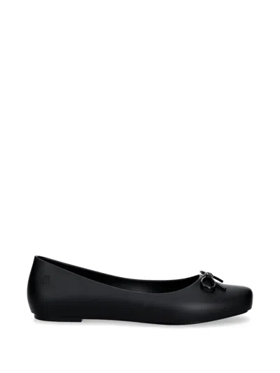 Melissa Bow-detail Square-toe Ballet Flats In Black